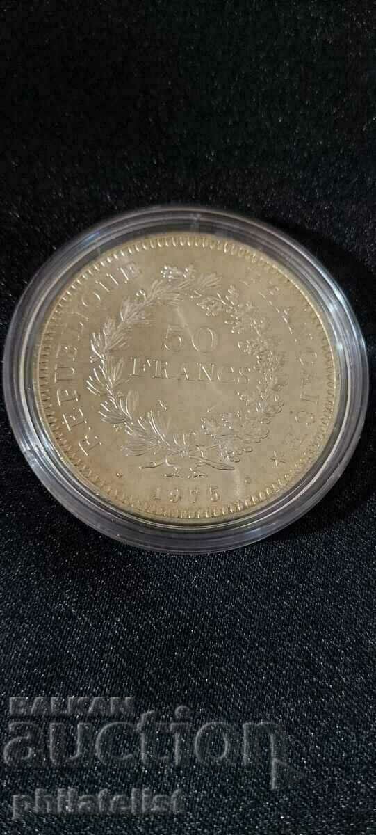 France - 50 francs - 1975, silver coin