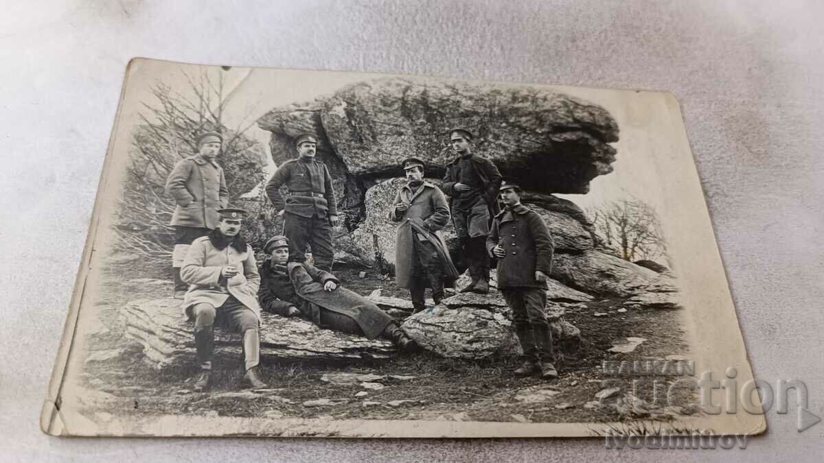 Ofițeri foto pe stânci 1917 Primul Război Mondial
