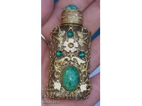 Openwork gilt perfume bottle with jade