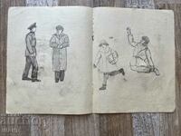 Old Double Drawing Pencil Portrait Children Policeman Old House