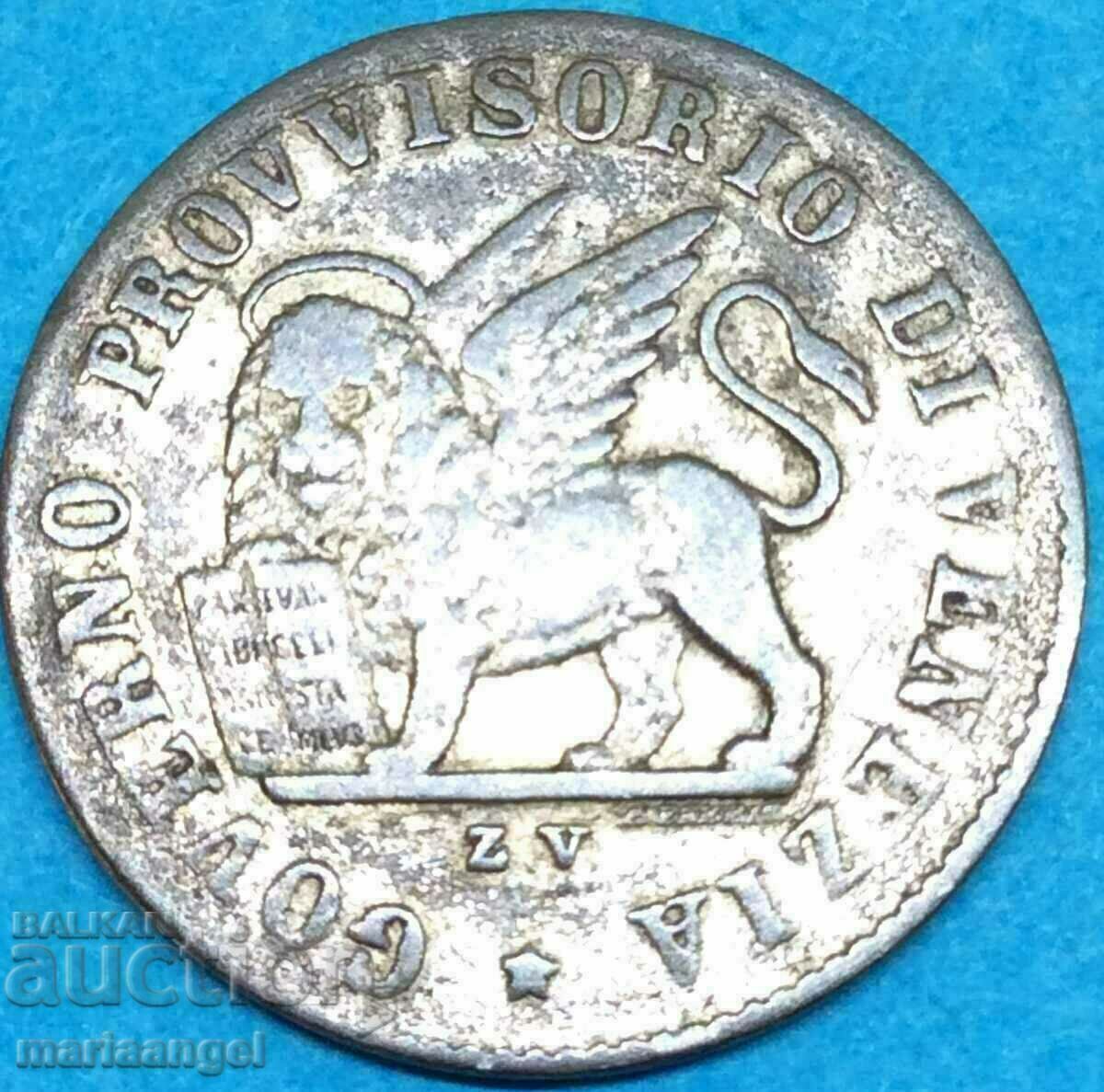 Италия 15 чентесими 1848 Венециански Лъв сребро