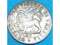 Италия 15 чентесими 1848 Венециански Лъв сребро