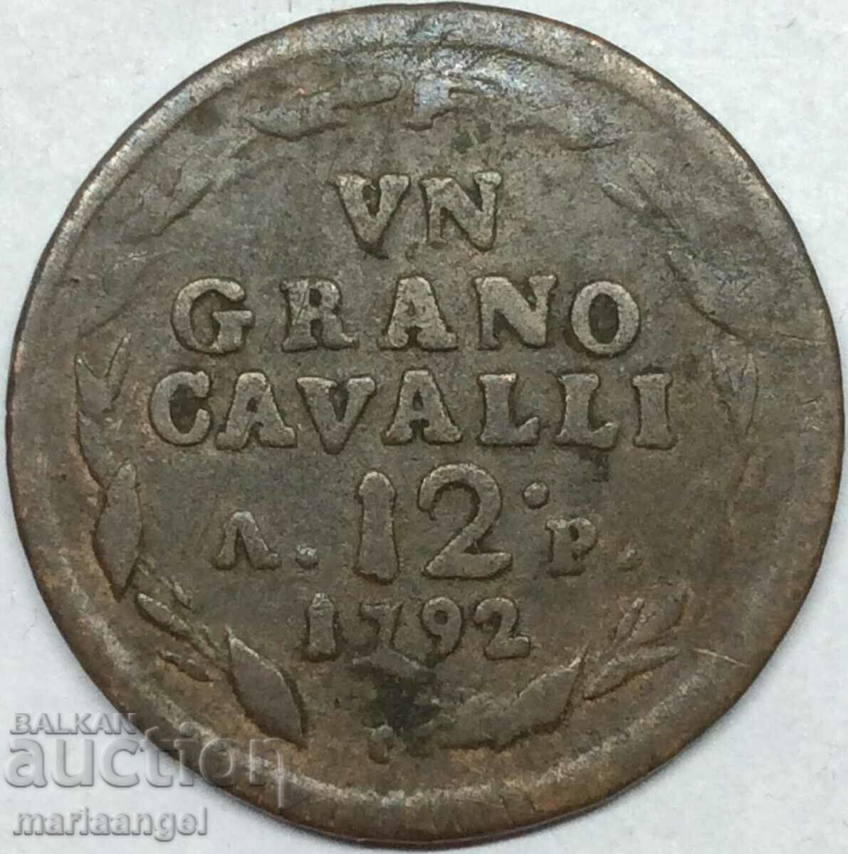 Неапол 1 гран 12 кавали Италия Карл II 28мм 8,25г