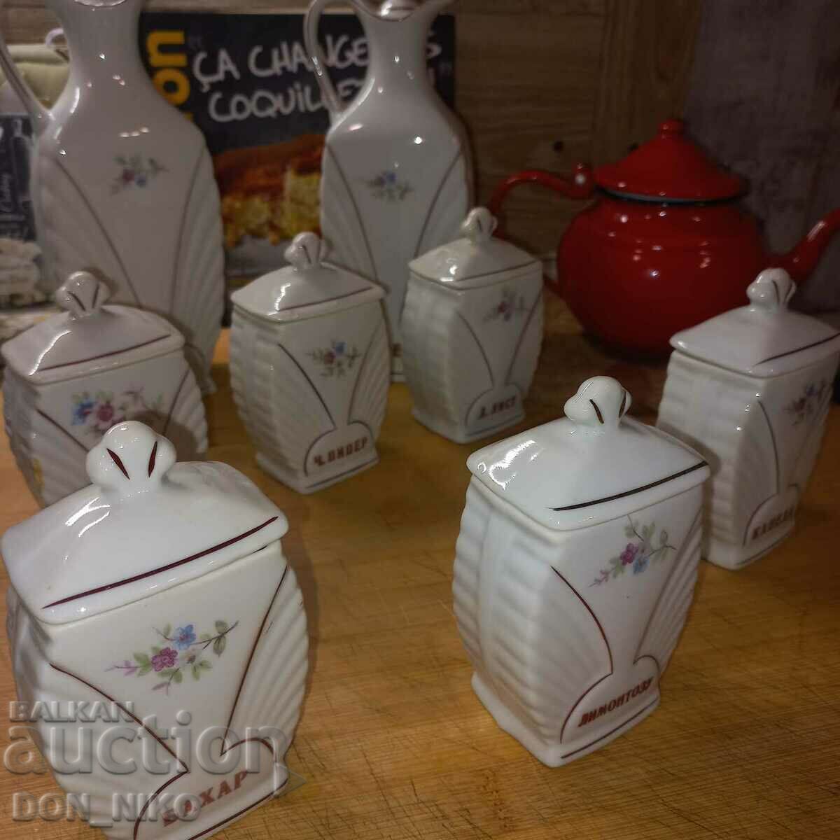 Small Porcelain Spice Jars - 6