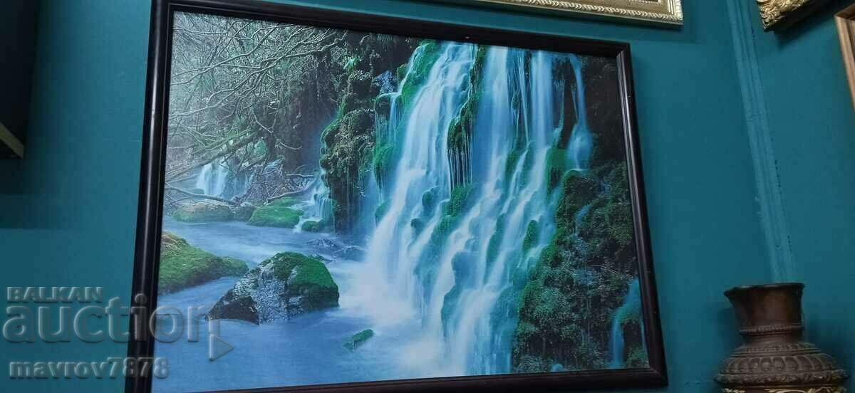 Picture, photograph, print, waterfall.