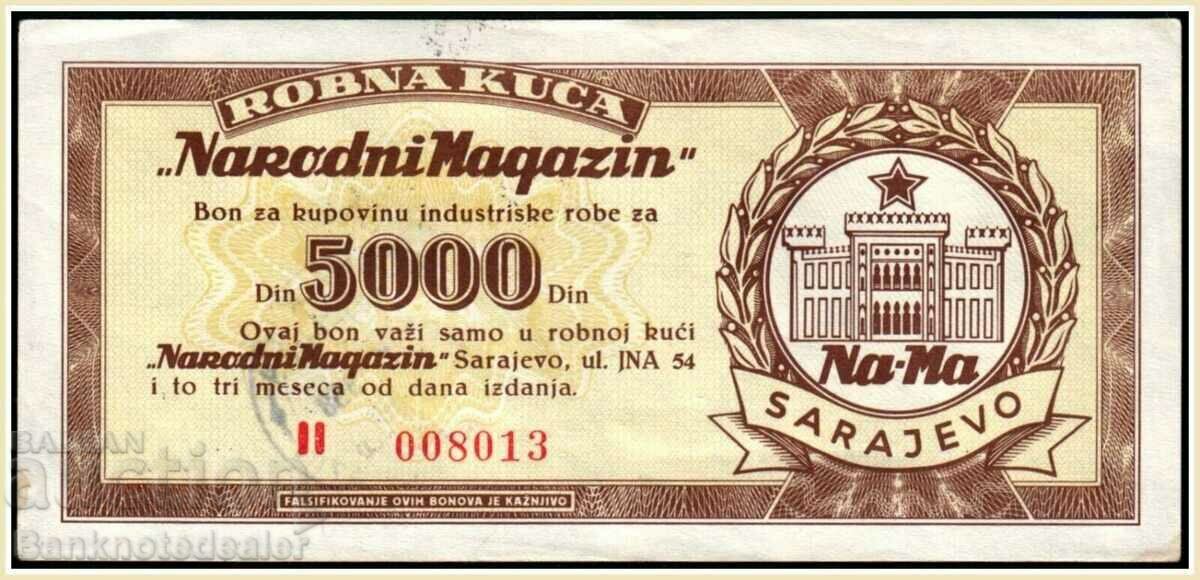 Auction Yugoslavia 5000 Dinara 1958 RARE SARAJEVO Low number Auction Yugoslavia 5000 Dinara 1958 RARE SARAJEVO Low number