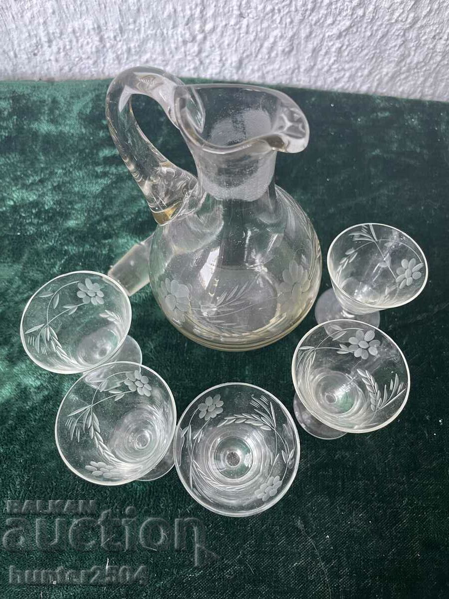 Auction Glasses - 5 pcs., engraved glass Auction Glasses - 5 pcs., engraved glass