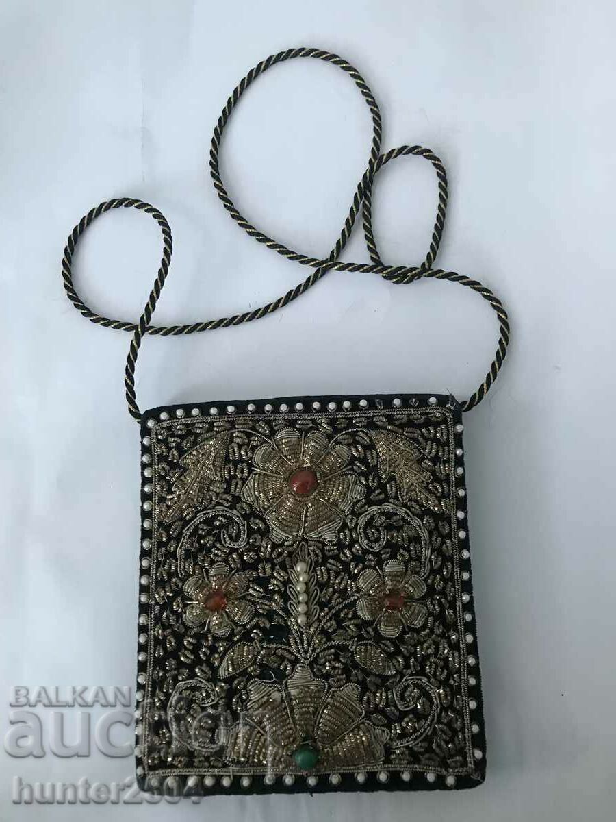 Bag-velvet, beads, India