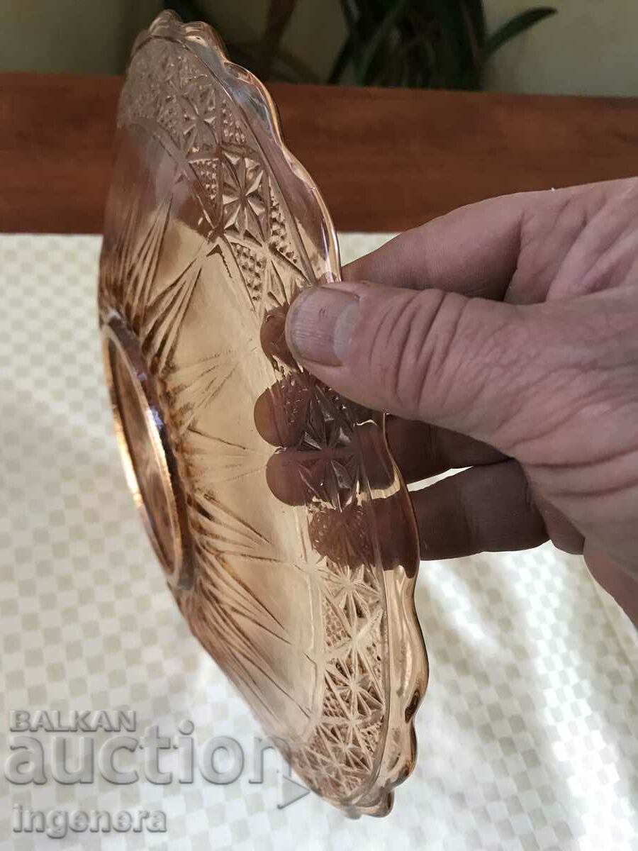 PLATEAU CAKE PLATE GLASS COLORED RELIEF FROM SOCA - 5 PLATEAU CAKE PLATE GLASS COLORED RELIEF FROM SOCA - 5