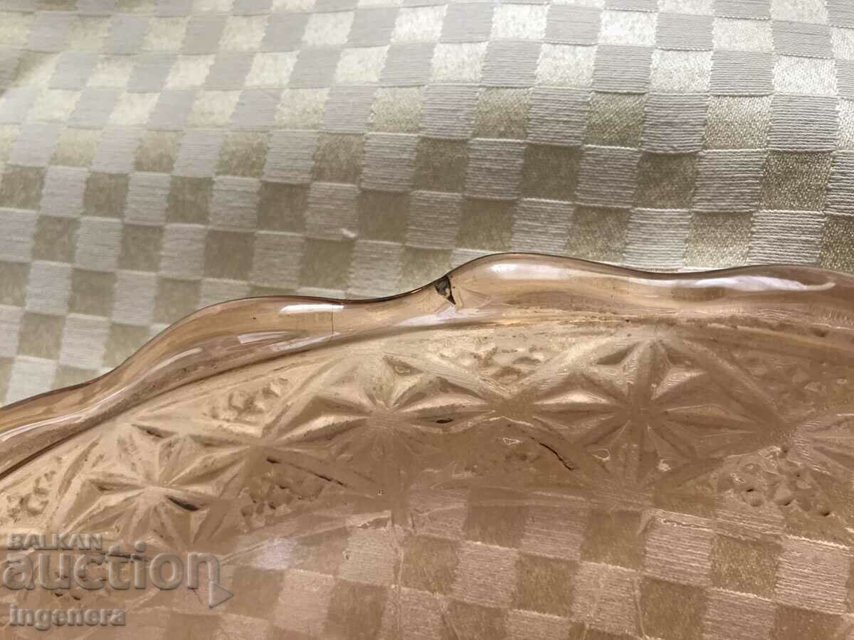 PLATEAU CAKE PLATE GLASS COLORED RELIEF FROM SOCA - 7 PLATEAU CAKE PLATE GLASS COLORED RELIEF FROM SOCA - 7