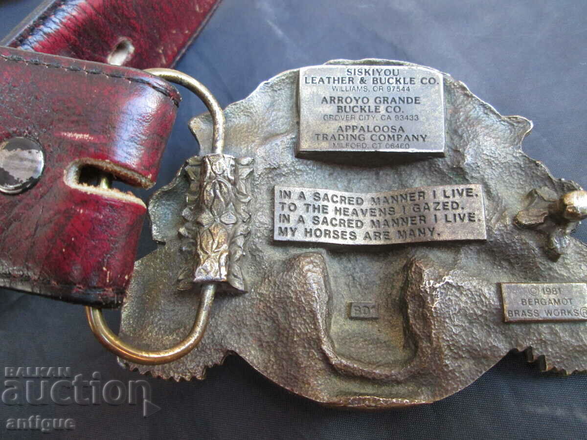 VINTAGE BERGAMOT BRASS WORKS-USA BUCKLE AND BELT - 5 VINTAGE BERGAMOT BRASS WORKS-USA BUCKLE AND BELT - 5