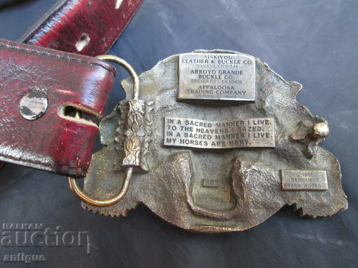 VINTAGE BERGAMOT BRASS WORKS-USA BUCKLE AND BELT - 6 VINTAGE BERGAMOT BRASS WORKS-USA BUCKLE AND BELT - 6