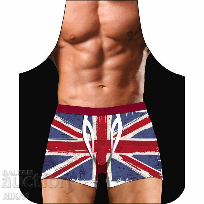 Men's sexy apron for cooking, barbecue male body