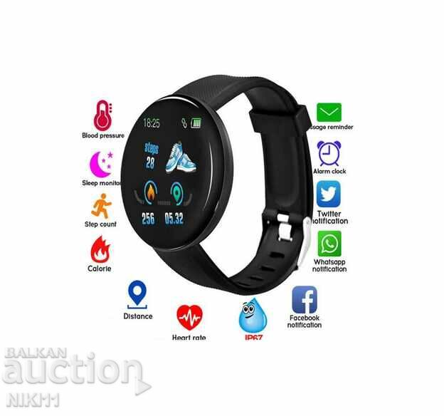 Smart watch with bluetooth measures calories, steps, heart rate