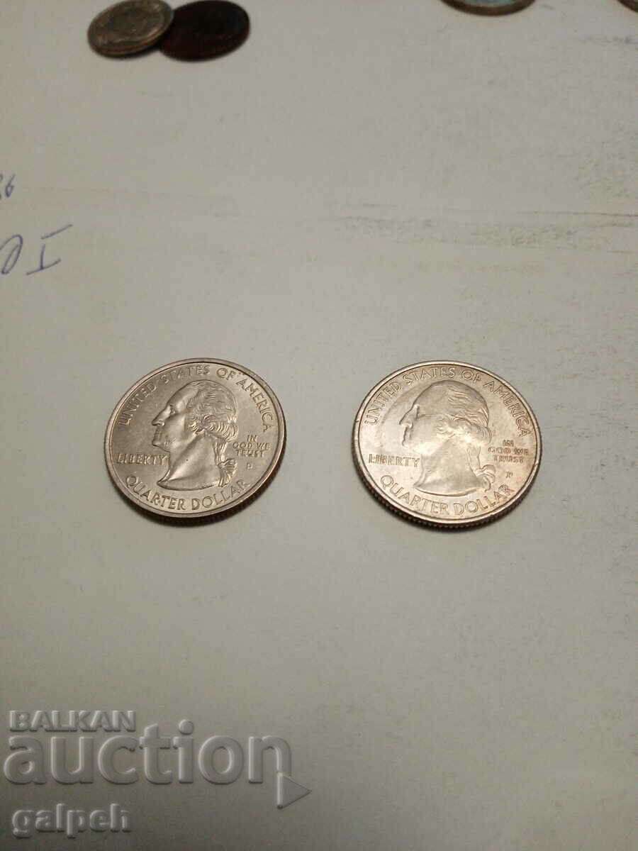 МОНЕТИ  ЛОТ САЩ ВЪЗПОМЕНАТЕЛНИ - 2 бр. - 3 лв.