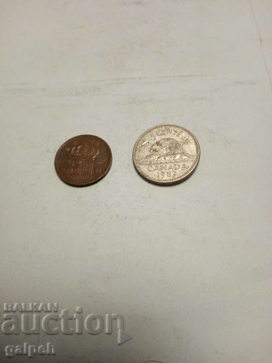 ΠΑΡΤΙΔΑ ΝΟΜΙΣΜΑΤΩΝ ΚΑΝΑΔΑΣ, ΒΕΛΓΙΟ - 2 τεμ. - 0,5 λέβα ΠΑΡΤΙΔΑ ΝΟΜΙΣΜΑΤΩΝ ΚΑΝΑΔΑΣ, ΒΕΛΓΙΟ - 2 τεμ. - 0,5 λέβα