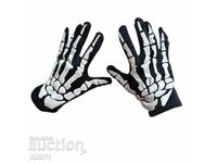 Gloves with skeleton print, bones, Halloween Halloween