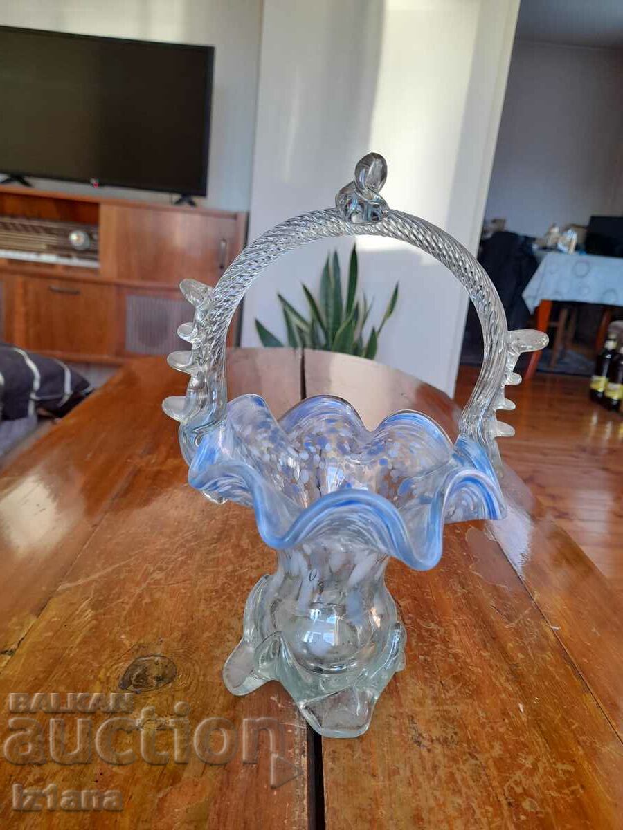 Auction Old glass vase basket Auction Old glass vase basket