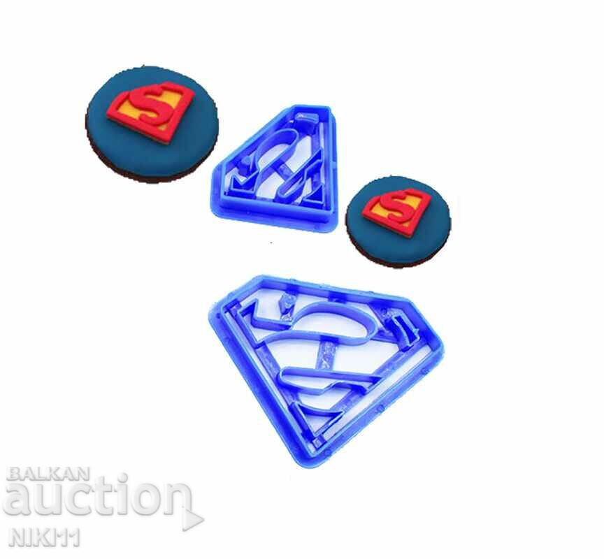 2 pcs. cutters Superman, cutter mold for fondant, dough, cake
