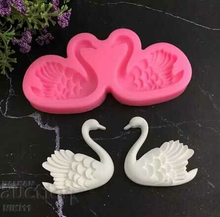 Silicone mold 2 swans, Cake decoration, fondant swan