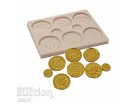 Silicone mold for 8 coins, cake decoration, fondant