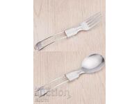 Folding fork and spoon, set for hiking, camping