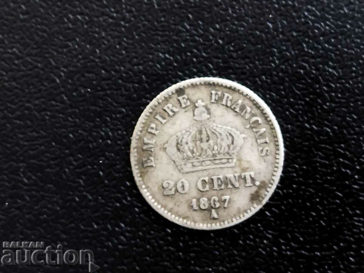 Moneda Franta de 20 de centi 1867 A /Paris/