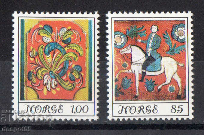1974. Норвегия. Норвежко народно изкуство - рисувано с рози.