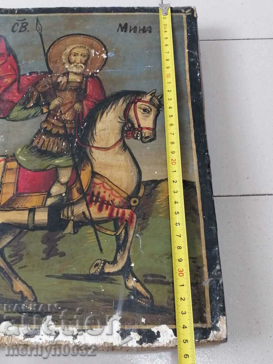 Old icon of Saint Mina 1905 ORIGINAL with price 695.00 BGN | € 355.35 Old icon of Saint Mina 1905 ORIGINAL with price 695.00 BGN | € 355.35