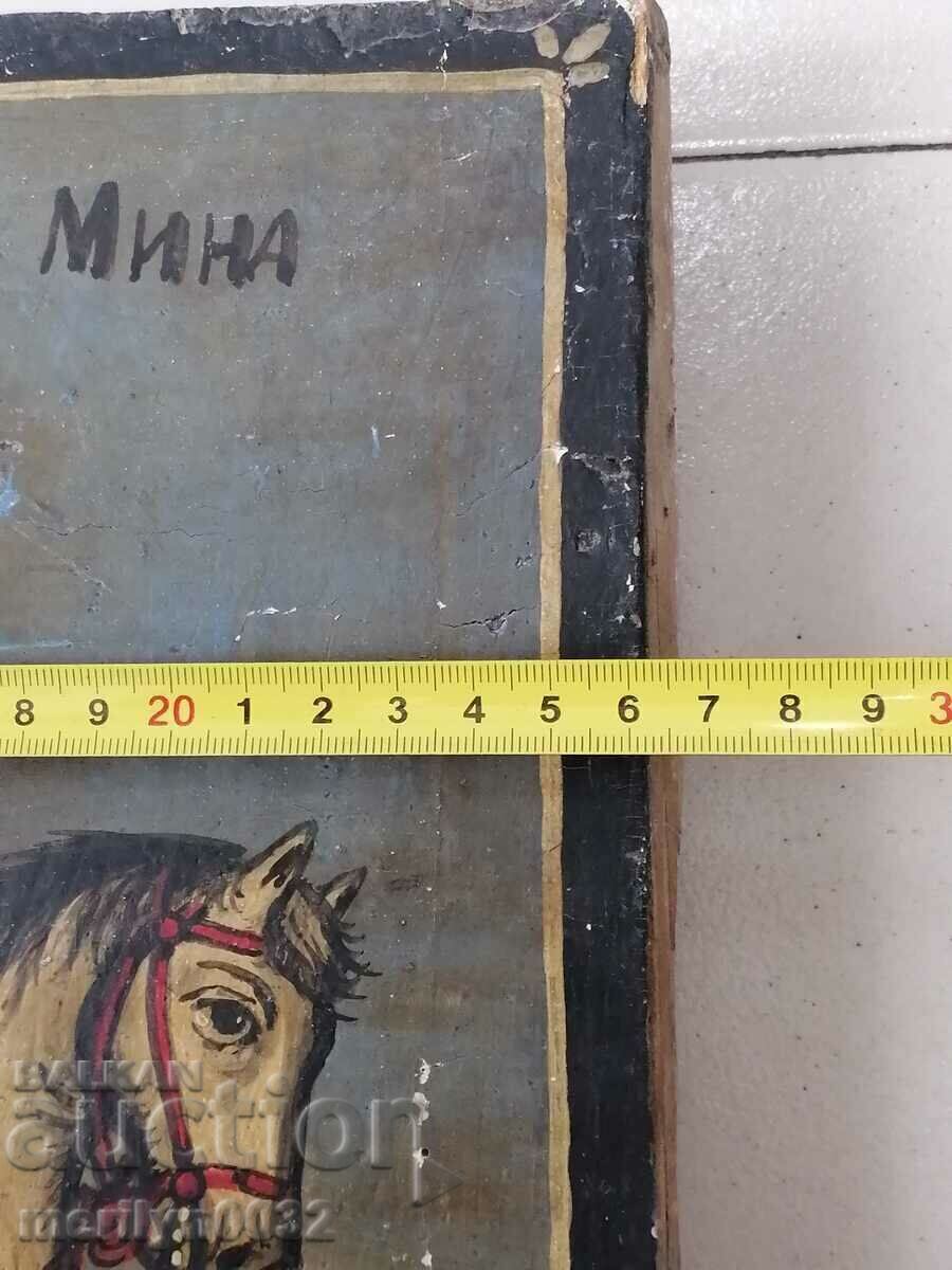 Licitație Icoana veche a Sfântului Mina 1905 ORIGINAL Licitație Icoana veche a Sfântului Mina 1905 ORIGINAL