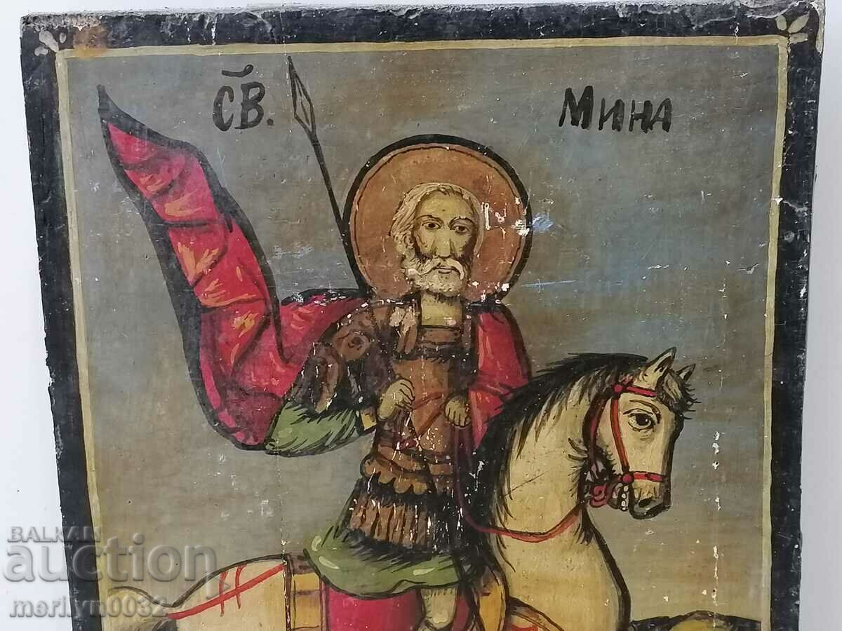 Old icon of Saint Mina 1905 ORIGINAL - 6 Old icon of Saint Mina 1905 ORIGINAL - 6