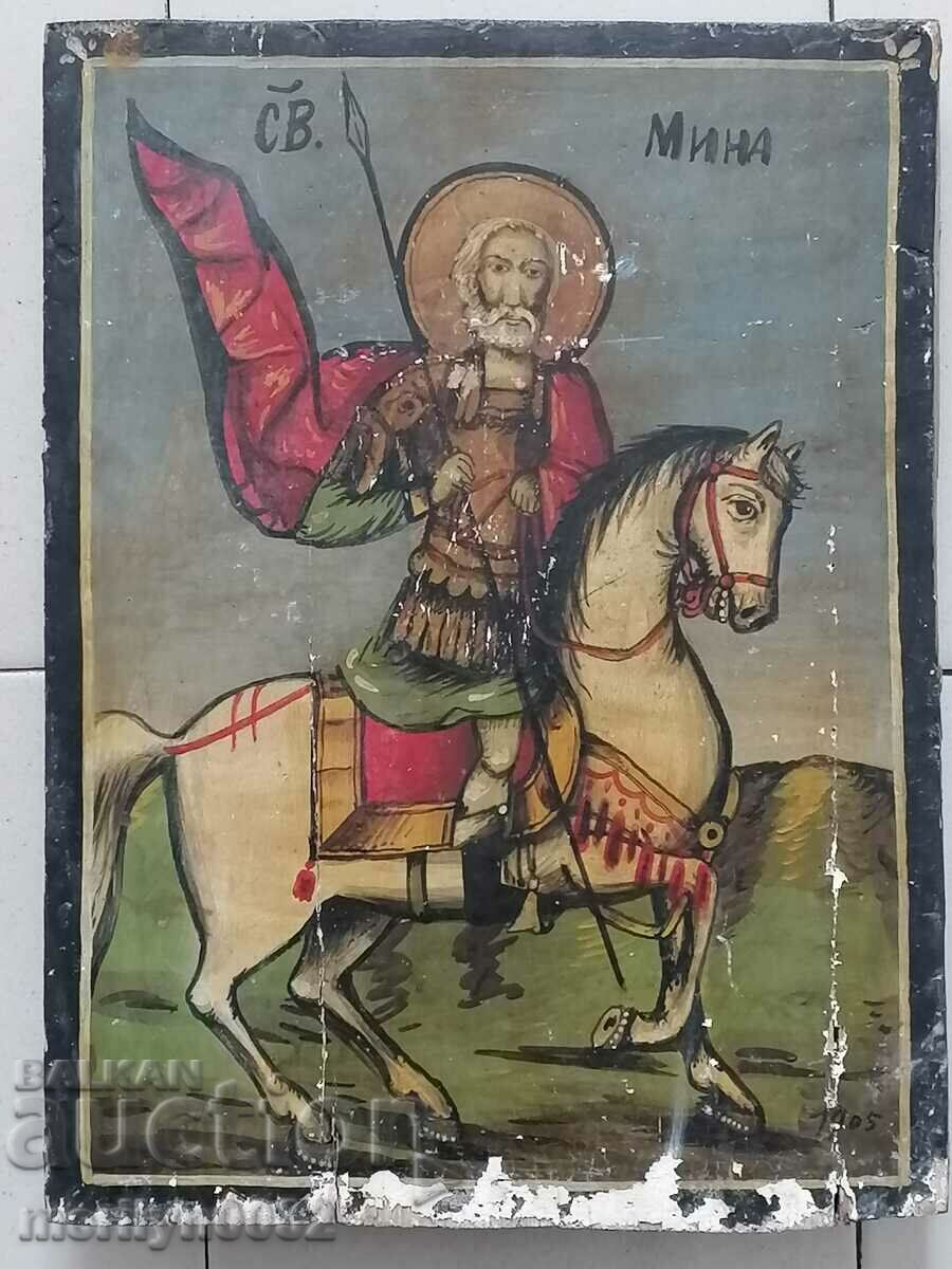Old icon of Saint Mina 1905 ORIGINAL - 7 Old icon of Saint Mina 1905 ORIGINAL - 7