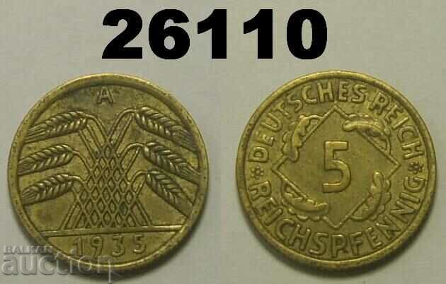 Germany 5 Reich Pfennig 1935 A