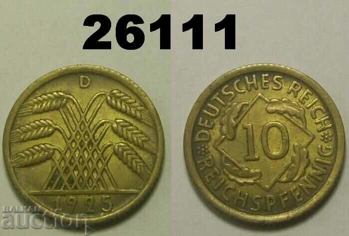 Germania 10 Reich Pfennig 1925 D