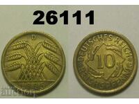 Germany 10 Reich Pfennig 1925 D