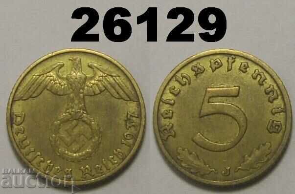 Germany 5 Pfennig 1937 J Swastika