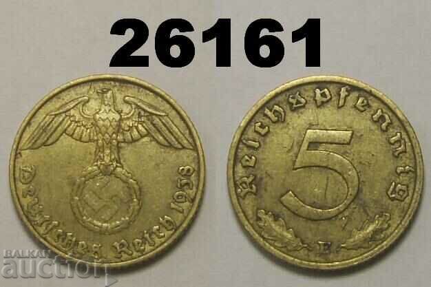 Γερμανία 5 Pfennig 1938 E Σβάστικα