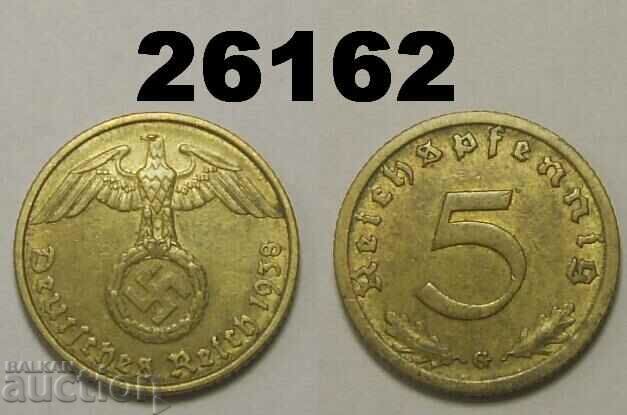 Germany 5 Pfennig 1938 G Swastika