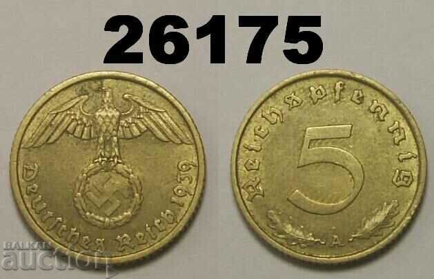 Germania 5 Pfennig 1939 O zvastica