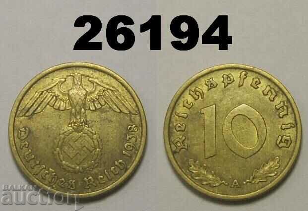 Germania 10 Pfennig 1938 O zvastica