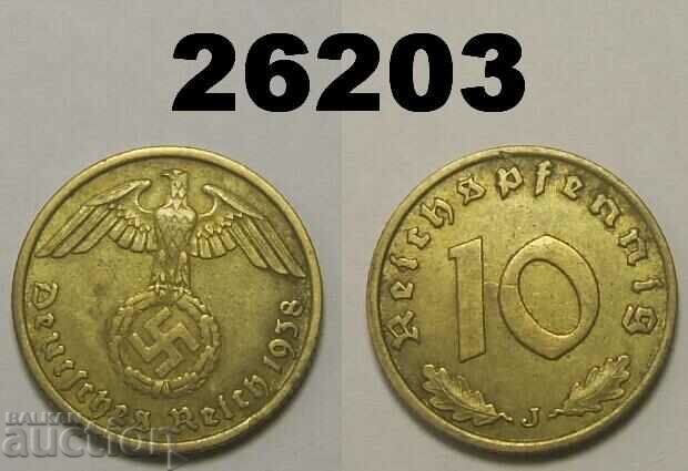 Germany 10 Pfennig 1938 J Swastika