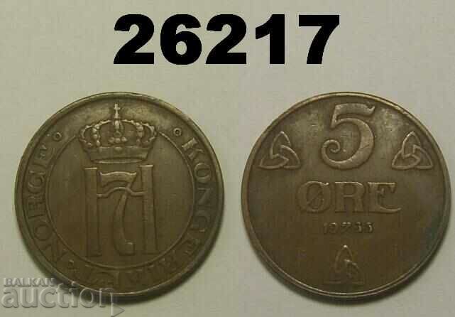 Norway 5 ore 1935