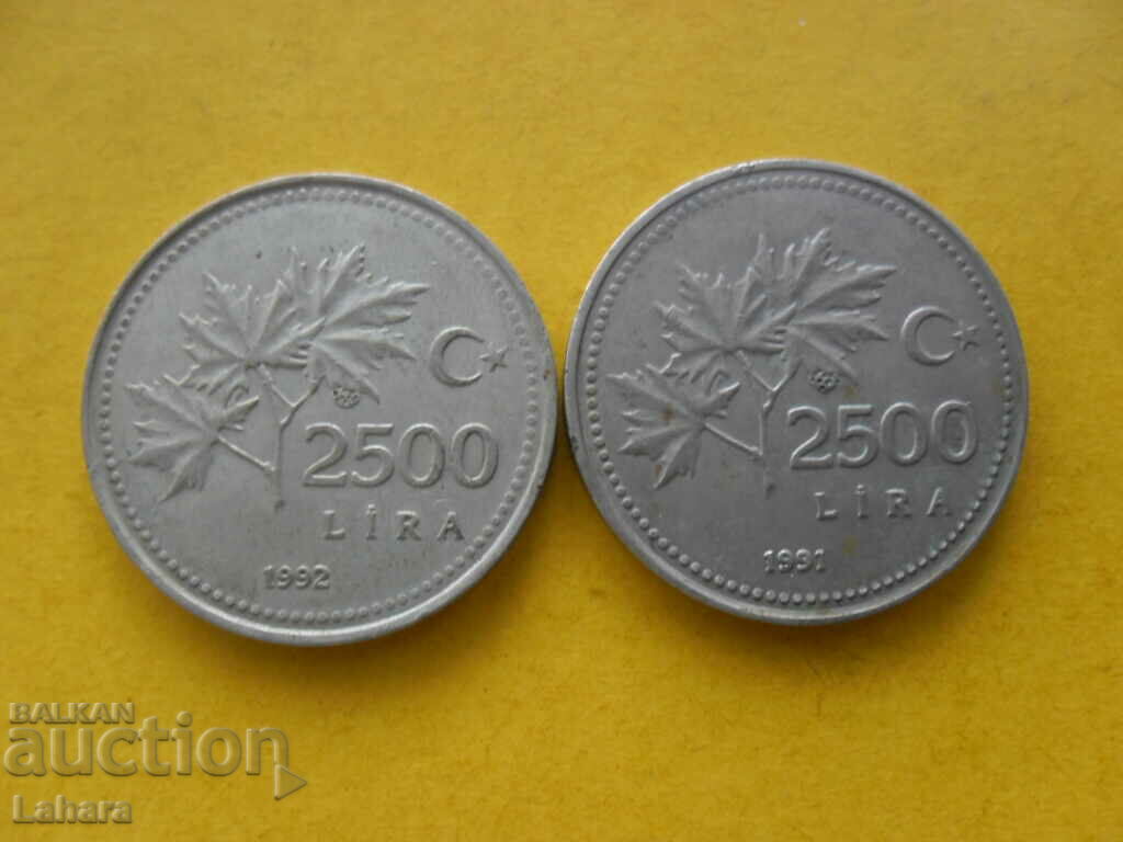 2500 lire 1992 si 1991. Turcia