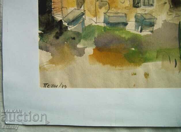 Auction  Watercolor drawing - "Old Sozopol", 1979, P. Katerinov
