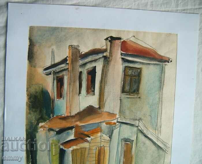 Watercolor drawing - "Old Sozopol", P. Katerinov, 1979 with price 25.00 BGN | € 12.78 Watercolor drawing - "Old Sozopol", P. Katerinov, 1979 with price 25.00 BGN | € 12.78