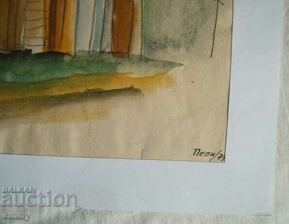 Auction Watercolor drawing - "Old Sozopol", P. Katerinov, 1979 Auction Watercolor drawing - "Old Sozopol", P. Katerinov, 1979