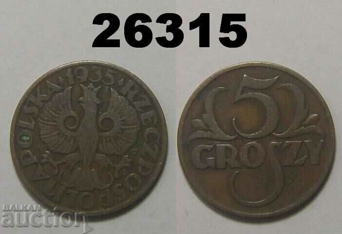 Полша 5 гроша 1935