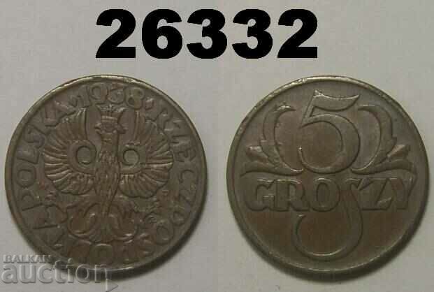 Забележки Полша 5 гроша 1938