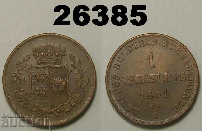 RR! Schleswig-Holstein 1 Sechsling 1851 XF+