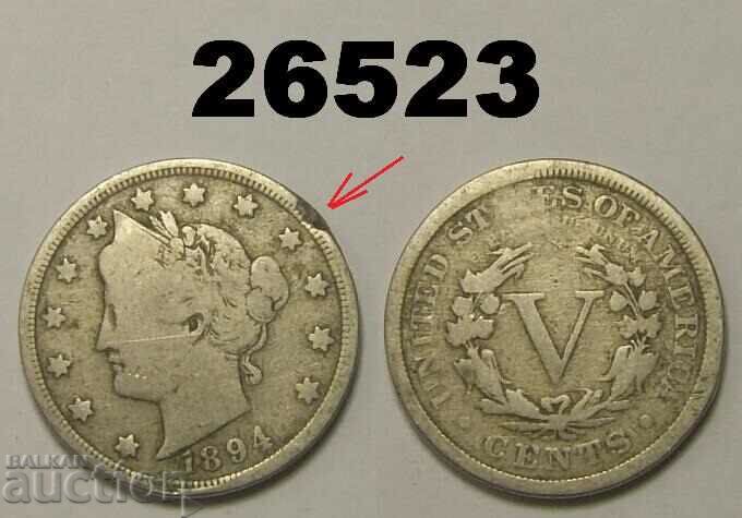 USA 5 cents 1894 Rare